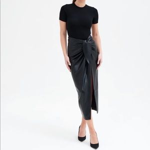 NWT Because of Alice Leather Wrap Midi Skirt